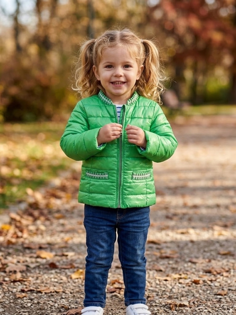 United Colors of Benetton Girls Kelly Green Padded Puffer Jacket Size 2Y 90cm